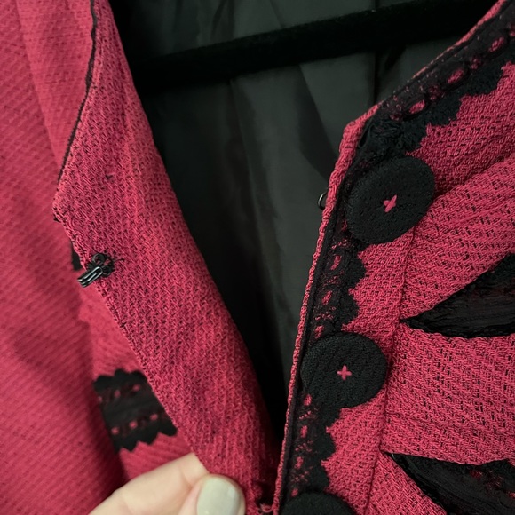 Nine West Pink & Black Lace Trim Blazer sz10 - Picture 6 of 7